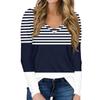 Women's Casual Long Sleeved V Neck Printed T-shirt Top Pullover