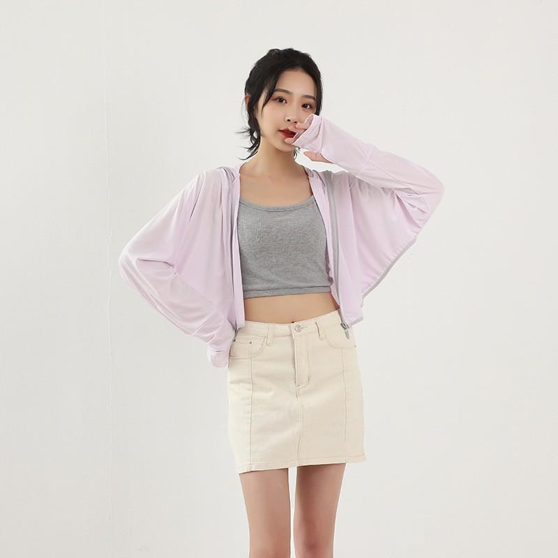 Женская очень длинная дышащая солнцезащитная куртка из ледяного шелка с защитой от УФ-лучей - Повседневный уличный стиль