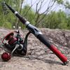SOUGAYILANG Telescopic Fishing Rod 1.6M Spinning Fishing Pole Fishing Reel Set 5.0:1 Speed Metal Spool Carp Reel Rod Combo