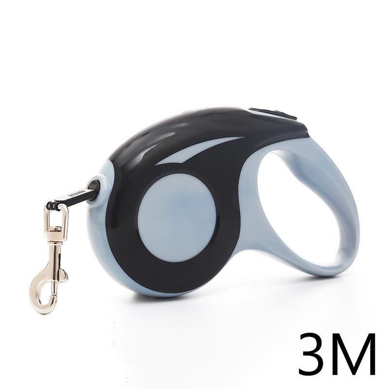 Retractable Dog Leash 3/5m One Button Lock Anti-Tangle Nylon Tape Chrome Hook Ergonomic Comfort Handle for Small Medium Dogs Out
