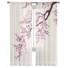 Тюлевые шторы с сакурой в японском стиле для гостиной, кухни, современные оконные занавески из вуали