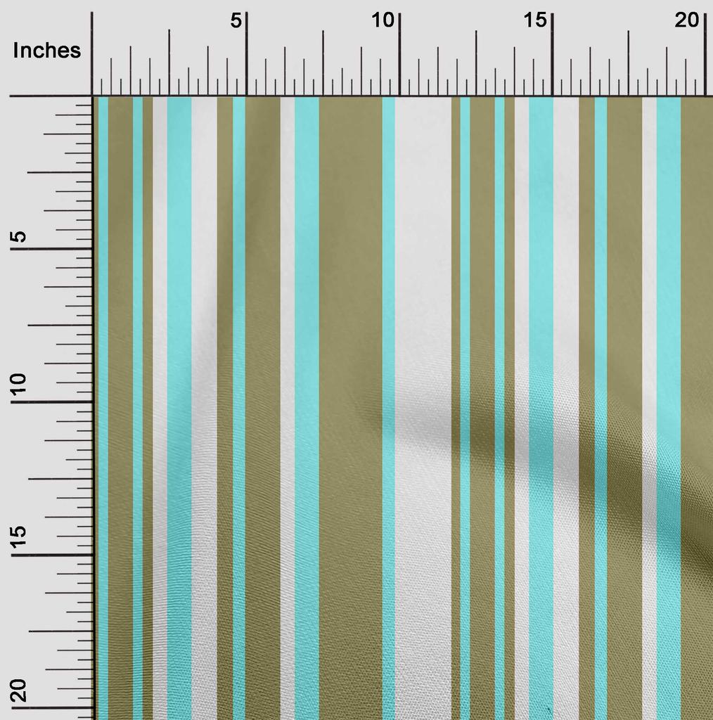 oneOone Cotton Flex Olive Green Fabric Stripes Diy Clothing Quilting Fabric Print Fabric By Yard 40 Inch