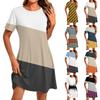 Женское модное повседневное платье с круглым вырезом и коротким рукавом
