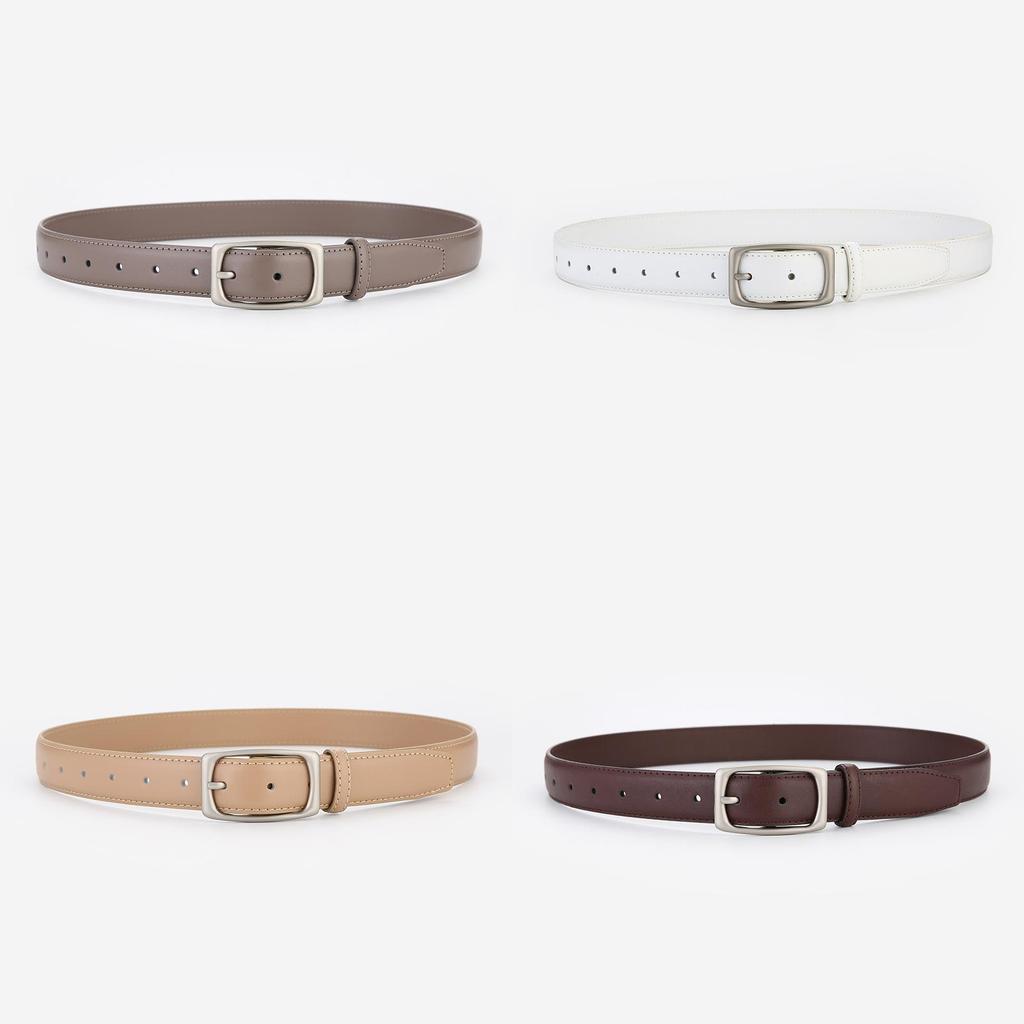 Minimalist Leather Belt For Women And Men With Alloy Buckle For Casual And Office Wear