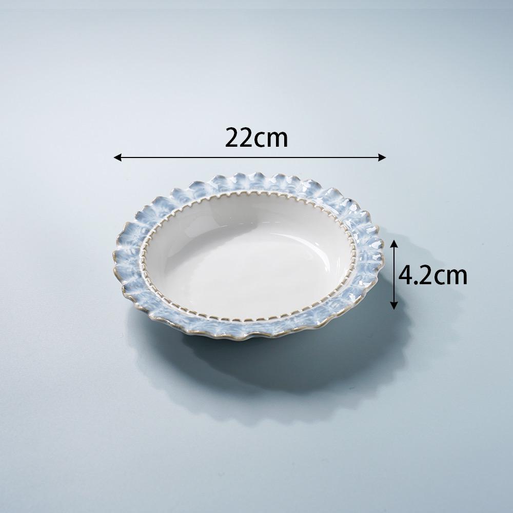 Чувствуй! Набор посуды с синим кружевом: Стейк, Завтрак, Западная кухня, Десерт, Фруктовые тарелки