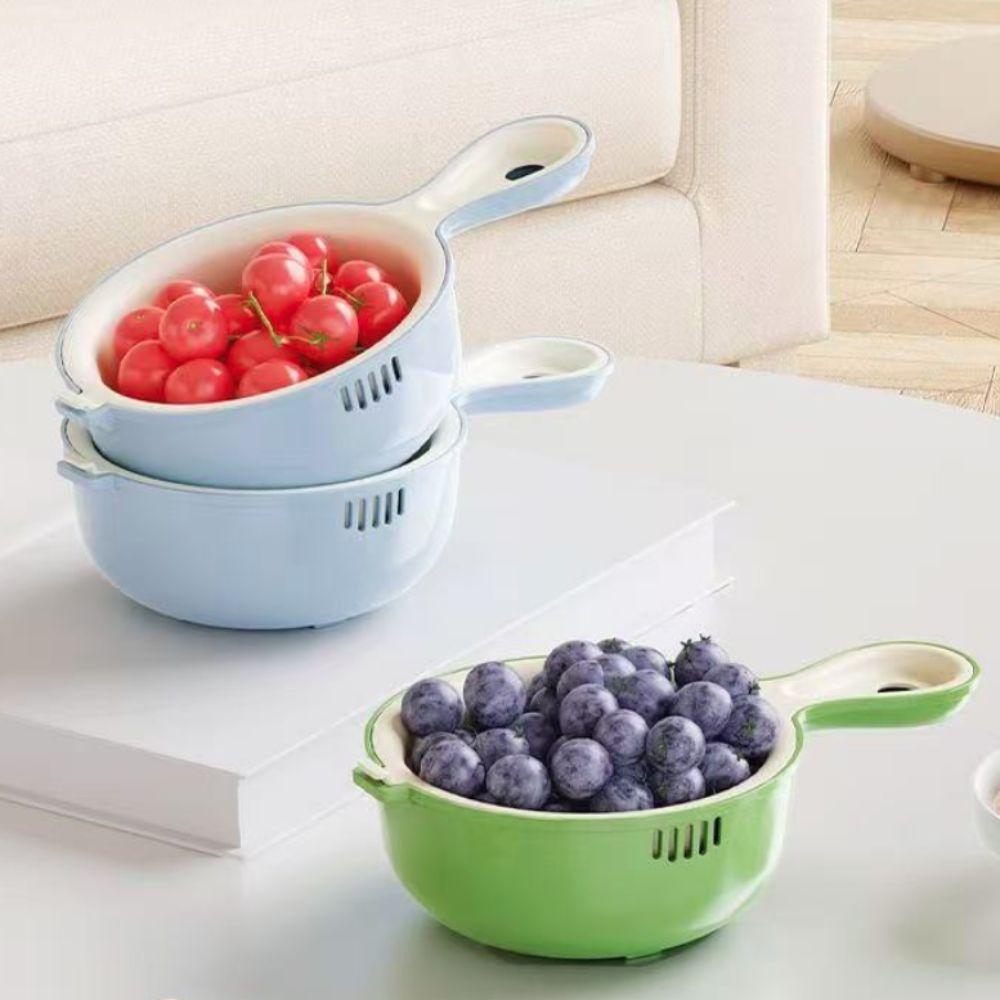 Space-saving Fruit Washing Basket Double-layer Drainage Basket  Vegetable Washing