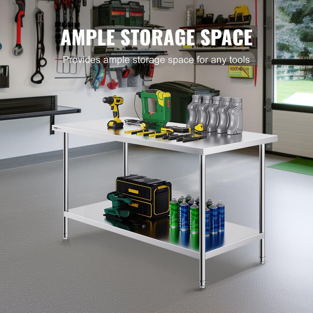 Stainless Steel Work Prep Table Commercial Worktable Food Prep 30x60x34in