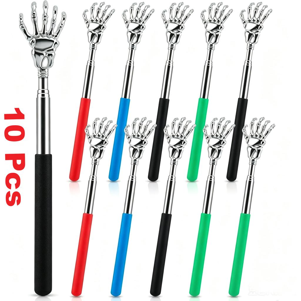10-Pack 4-Color Retractable Ghost Claw Back Scratcher – Portable Anti-Itch Tool with Colorful Handles, Ideal Stocking Stuffer