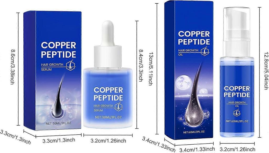 Copper Peptide Serum and Hair Oil, Copper Peptide Hair Growth Serum, Copper Peptide Hair Regrowth Formula, for Women and Men