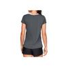Under Armour HeatGear Armour Logo Print Crew Neck Sports T Shirt Women Tops Gray 1328964-012