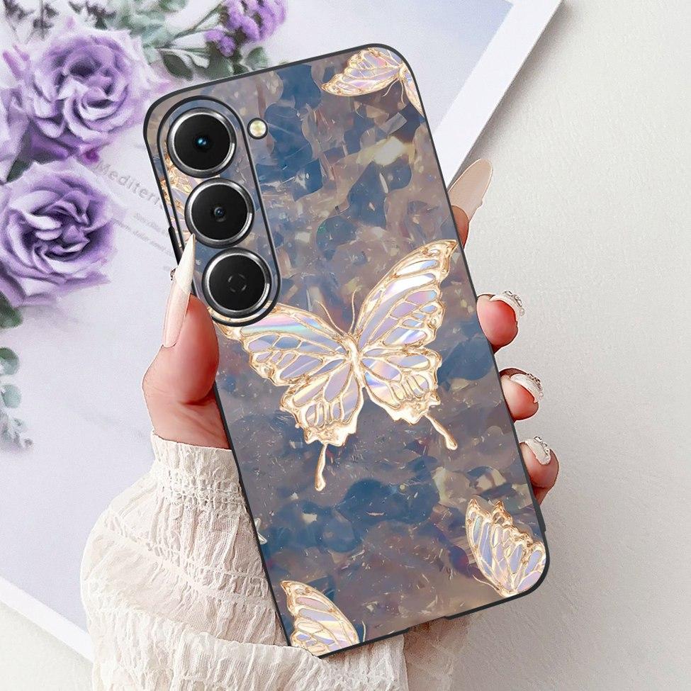 Чехол для Tecno Spark 40Pro KM6 Чехол для Techno Spark 40 Pro Чехол Силиконовый Роскошный Бабочка Любовь Мода Цветы Крутой Расписной