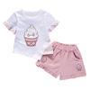 Одежда для маленьких девочек Детский набор Модный мультяшный узор Футболка с коротким рукавом + Брюки Комплект одежды для мальчиков Детский мультяшный комплект одежды