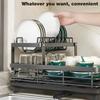 Large 2-tier Dish Drying Rack for Kitchen Countertops, Removable Large-capacity Dish Draining Rack Dish Rack