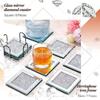 Crystal Glass Coasters Diamond Filled Mirror Tea Coasters Square Coasters Placemats Party
