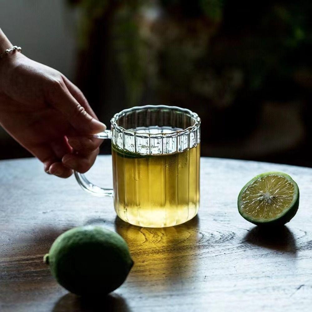 Термостойкая вертикальная полосатая кружка для овсянки, молока, кофе, прозрачная чашка для чая, чашка-цветок, чашка для питья