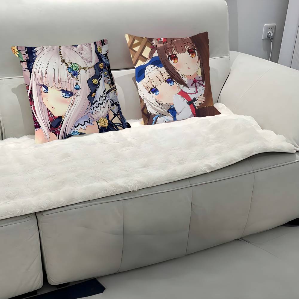 GAME-N-Nekopara-V-Vanilla Наволочка Съемная Моющаяся Наволочка для подушки – Мягкий лен для любого сезона
