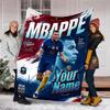 Custom Name Soccer star dynamic pose Flannel Fleece Blanket Cozy Warm Throw Blanket For Couch Bed Travel All Season Use