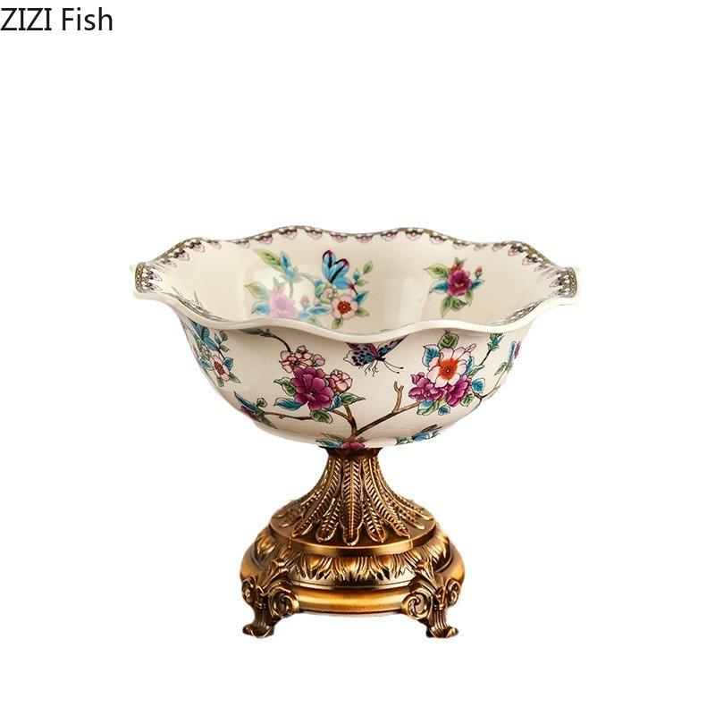 Флоральный узор Фруктовая ваза Подносы для хранения Десертная тарелка Фруктовая тарелка на высокой ножке Гостиная Кофейный столик Бытовой фруктовый поднос