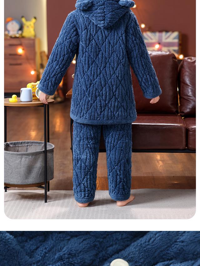 Зимний детский стеганый фланелевый пижамный комплект с флисовой подкладкой для мальчиков, девочек и малышей, семейный matching set