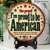 2D Flat, 1pc Vintage Style Round Aluminum Sign, USA Pride Metal Tin Sign - Patriotic Theme Rustic Metal Wall Art, Stars Stripes Round Aluminum Sign