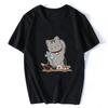 Футболка Neko Ramen Japan Cat Anime, мужская, высококачественная, эстетичная, из хлопка, классная, винтажная, в стиле Харадзюку, уличная одежда, мужские футболки
