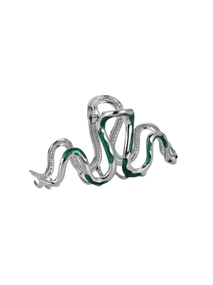 Зажим для волос Wind Bending Green Snake Grab Clip Female Premium Sense Extra Large Hair Volume Spinner Back Head Disc Hair Clip Shark
