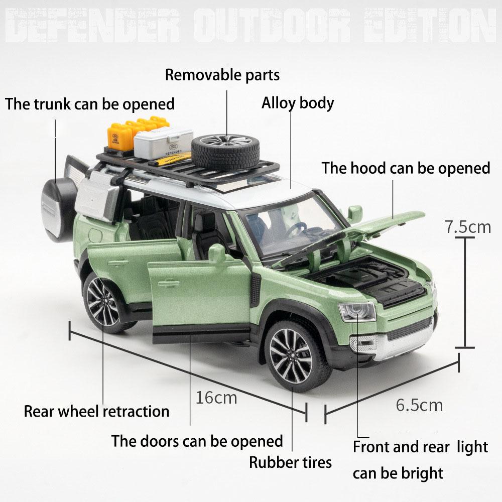 1:32 масштаба Defender 2022 City ORV, модель автомобиля из сплава, литье под давлением, металлическая игрушка, модель спортивного автомобиля со звуком и светом для детских подарков