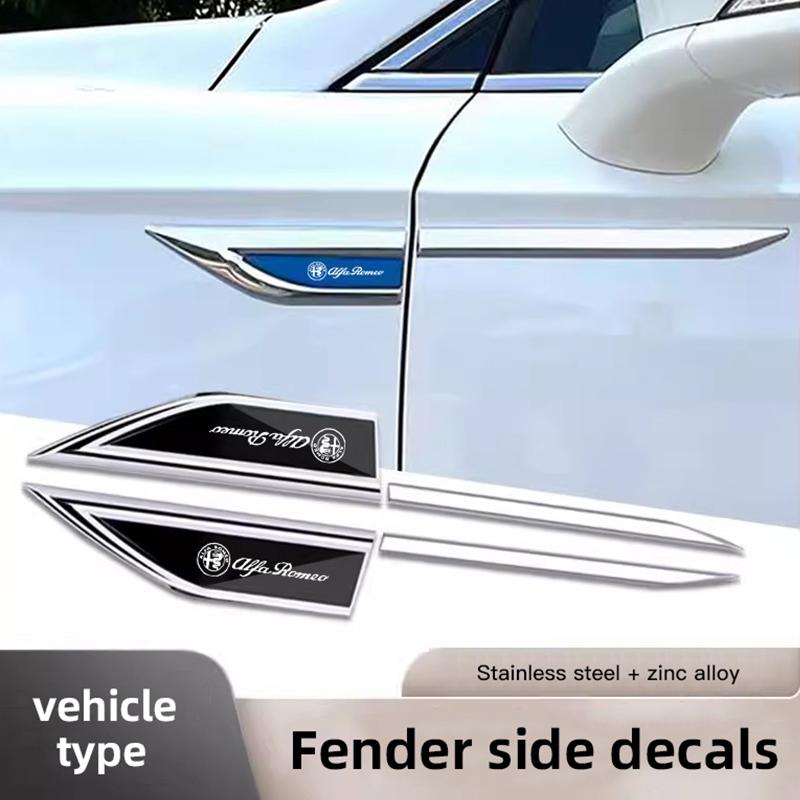 2Pcs Car Leaf Board Personality 3D Metal Stickers For Alfa Romeo 4C 159 Spider Giulia Giulietta 156 Mito Car Fender Side Decals ofh853
