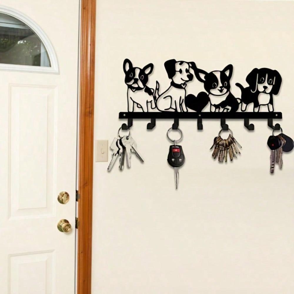 Металлическая Настенная Вешалка для Ключей с 4 Мультяшными Собаками Современный Декор для Дома Спальни Гостиной Ванной Комнаты Ржавчина Не Подвергается Подарок