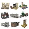 MOC Parts Military Battlefield WW2 Ruins Weapons Fortress Blockhouse Model Building Blocks Army Architecture Bricks Toy Kid Gift