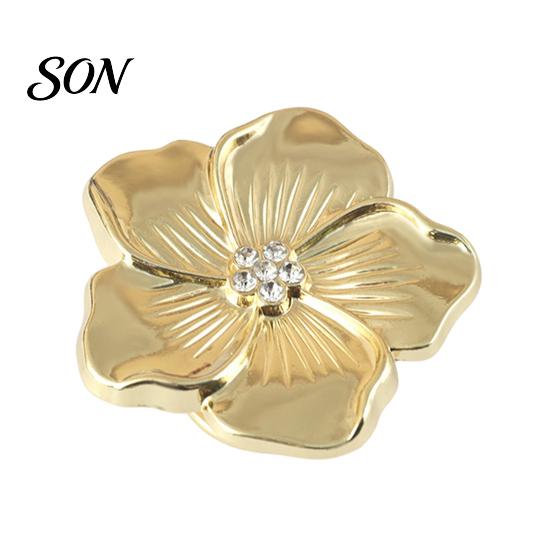 Elegant Flower Shaped Handles Petal Cabinet Knob, Drawer Pulls with Rhinestone Center, Zinc Floral Knobs Alloy Dresser for Bedroom And Kitchen