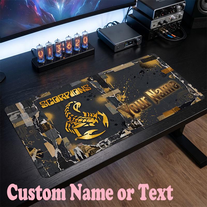 Scorpions Customized Name Text Mouse Pad, Large Desk Mouse Mat Personalized Home Office Present