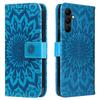 Применимый чехол-книжка из тисненой кожи с рисунком подсолнуха для Motorola Edge 60 Fusion, с отделениями для карт и денег