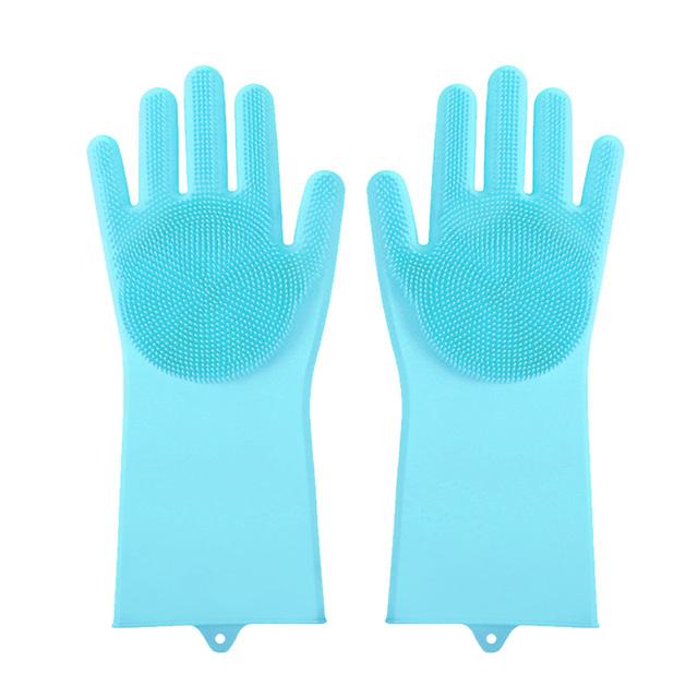 Magic Dish Washing Gloves 1 Pairs Silicone Cleaning Gloves Kitchen Scrubber Rubber Gloves Household Cleaning Tool Car Pet Brush