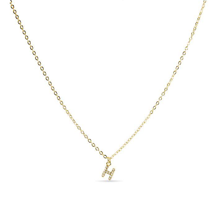 Collier Luxenter Avec Zirconia Brillant Finition or 18k - Alphabet H