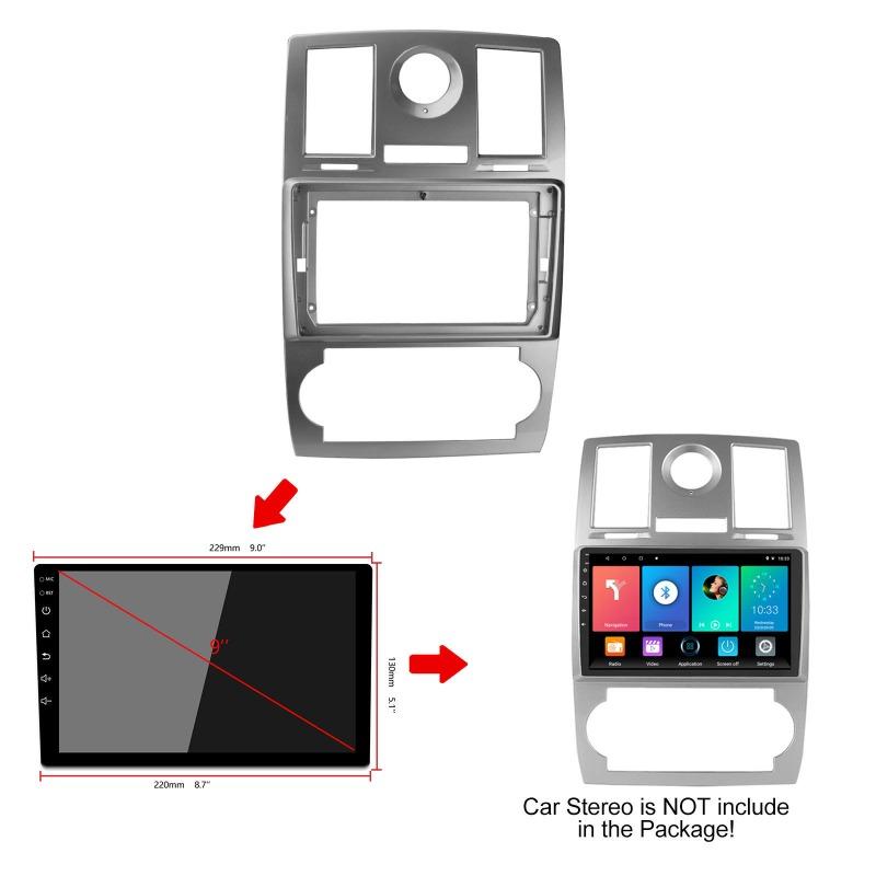 9-Inch Car Fascia Frame for Chrysler 300C 2005-2007- 2Din Dash Fitting Panel Kit Without Battery Frame Fascias