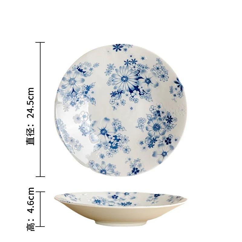 Ретро-стиль Цветы Керамическая тарелка Главная Ежедневный Послеобеденный чай Десерт Закуски Тарелки Высокого класса Ресторан Вкусные блюда Суповая тарелка