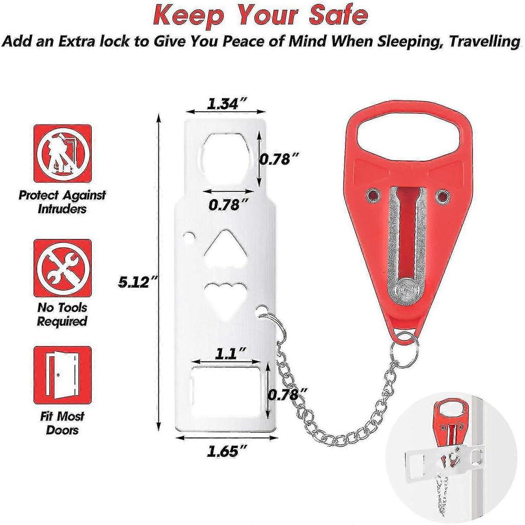 Portable Door Lock Home Security Door Locker Travel Lockdown Locks