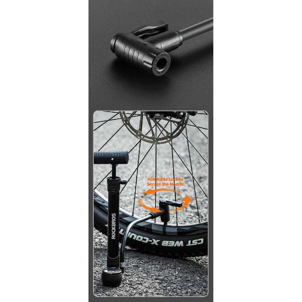 ROCKBROS Bicycle Pump 120 PSI Riding Portable Mini Bike Pump FV/AV Handheld/Vertical Inflation Modes Inflator Cycling Accesories