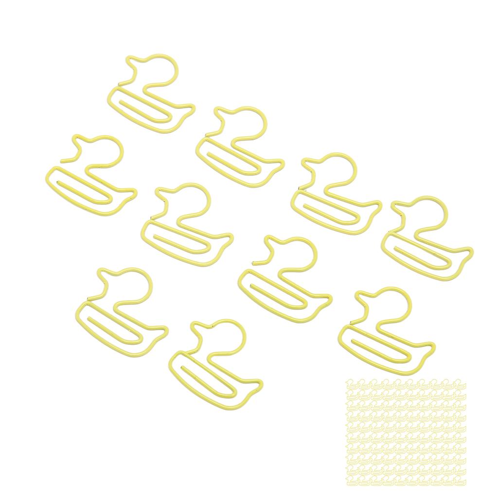 100 шт. скрепок в форме желтой утки, легкие портативные, гальванические, металлические скрепки, отключены