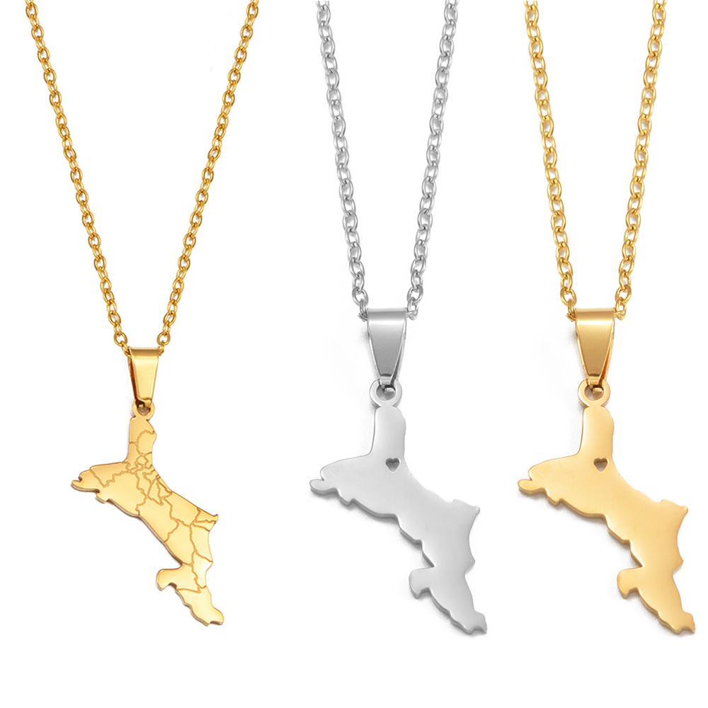 1Piece Seychelles Map Pendant Necklaces Mahe Stainless Steel for Women Mother Jewelry #572062