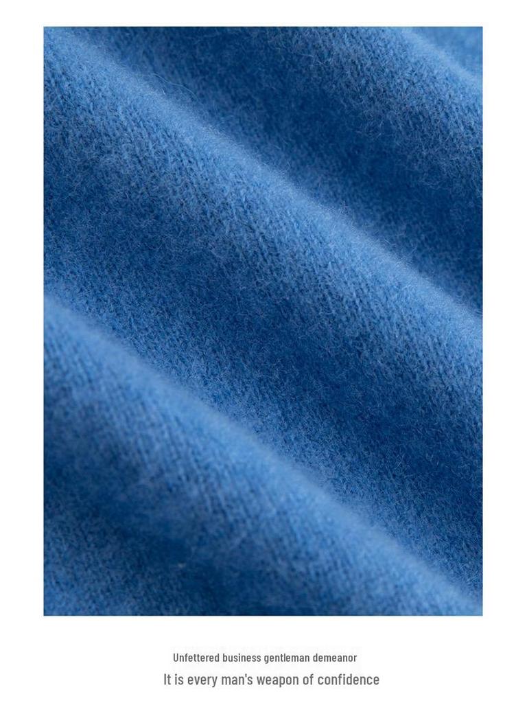 Men's Plus Size Loose Fit Pure Wool Round Neck Sweater, Autumn/Winter Cashmere Knitted Top