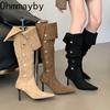 Зимние женские модные длинные сапоги с острым носком, уличный стиль, тонкий каблук, для вечеринок, стриптизерши, женские сапоги до колена