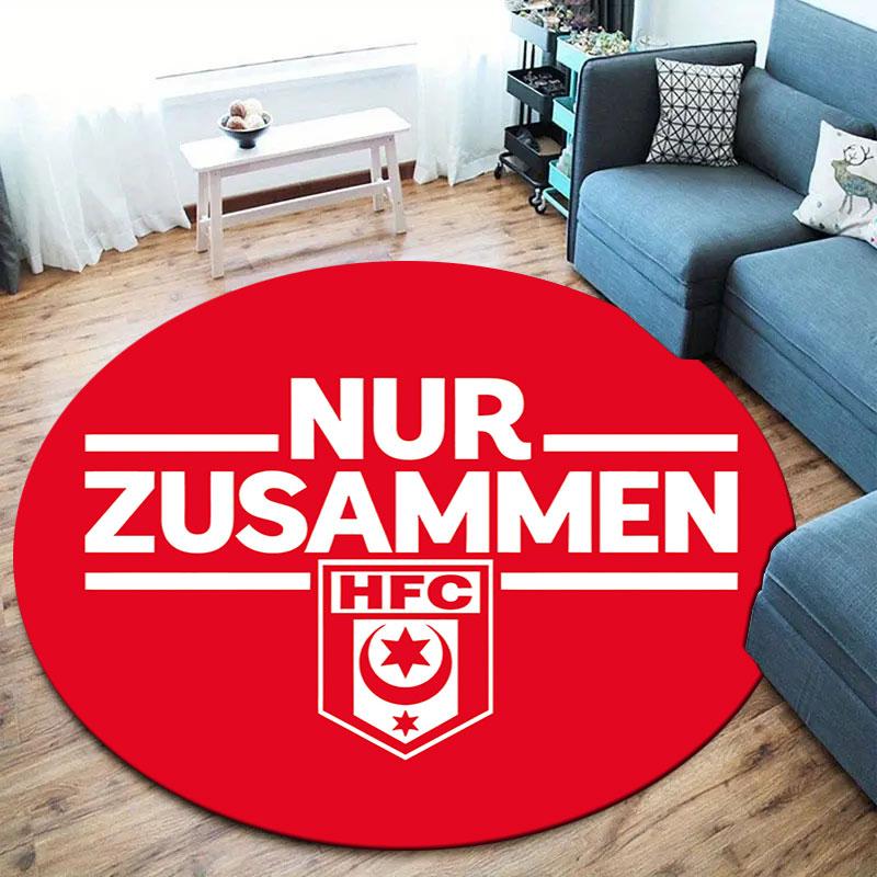 Hallescher FC Round Area Rug,Carpet Rug for Living Room Bedroom Sofa Playroom Decor,Non-slip Floor Mat