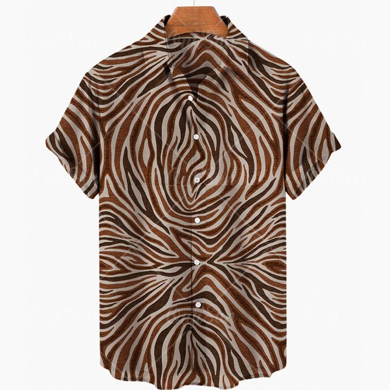 2025 Мужские рубашки с леопардовым принтом 3D, летняя пляжная рубашка на Гавайях, мужская одежда с коротким рукавом в стиле ретро, индивидуальный дизайн, мужские топы