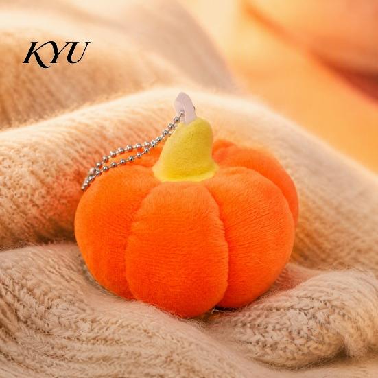 Plush Pumpkin Keychain Pendant, Decorative Soft Stuffed Keychain, Halloween Theme Party Favors Ornament with Metal Bead Chain for Bag Key DIY Crafts