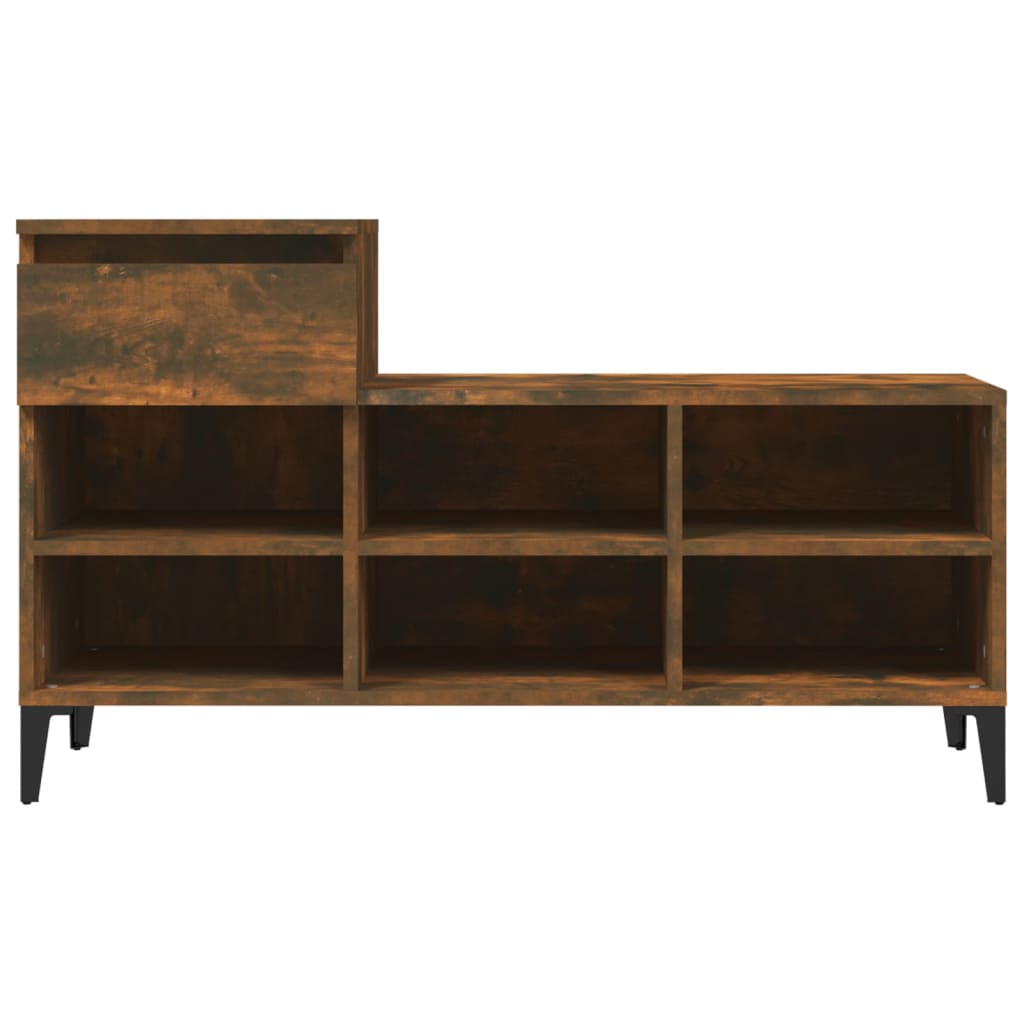 Shoe Rack Smoked Oak Finish 102 x 36 x 60 cm Engineered Wood