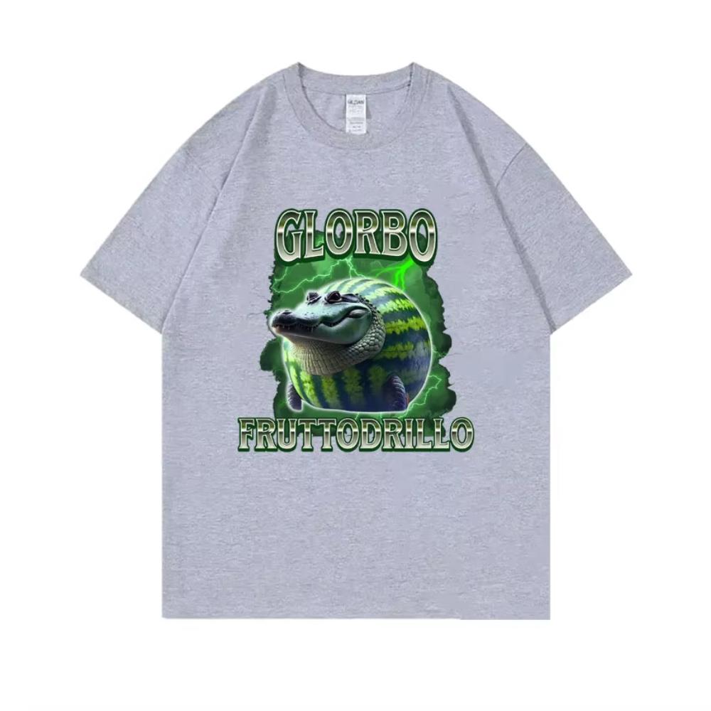 Italian Brainrot Glorbo Fruttodrillo T Shirts Watermelon Crocodile Funny Meme Tshirts Summer Unisexs Women Fashion Oversized Tops