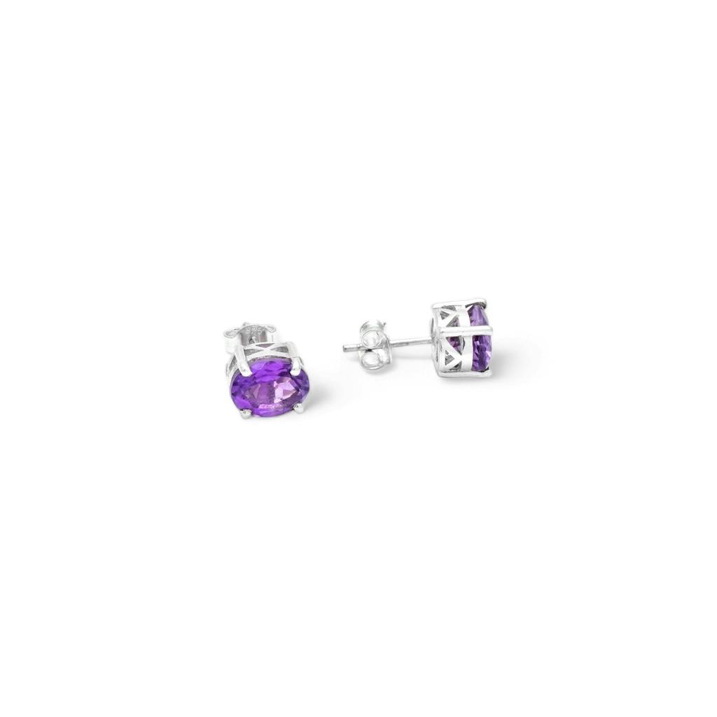 Natural Amethyst 925 Sterling Silver Stud Earrings