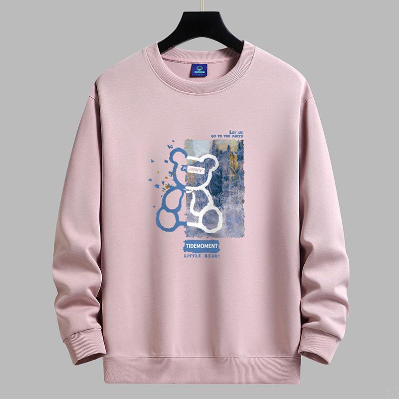 QICED Осенняя одеждаОсенний O-образный вырезПовседневные мужские топы с принтомНижняя рубашка с длинным рукавом